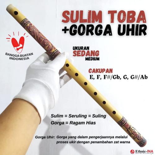 Sulim / Seruling / Suling ( Batak ) Toba + Gorga Uhir | Medium/Sedang – Kecil